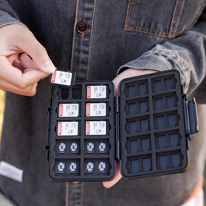 [Large Capacity] 60 Slots Memory Card Case for 20 SD and 40 TF Cards, Compact Size & Portable SD SDHC SDXC TF Micro SD Card Holder Organizer Storage Box, Anti-Shock Anti-Dust