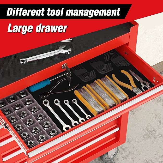 Rolling Tool Chest with 7-Drawer Tool Box with Wheels,31"x 24.4"x 13" Multifunctional Tool Cart Mechanic Tool Storage Cabinet for Garage, Warehouse, Workshop, Repair Shop