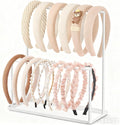 Headband Holder Organizer Metal 2-Tier with Tray: Hair Accessories Display Stand Storage Hairband Rack Necklace Stand Home Bedroom for Girls Women, White