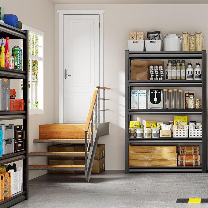 32" W Storage Shelves 2500LBS Garage Shelving Heavy Duty 5 Tier Adjustable Shelving Unit Metal Storage Rack for Basement, Pantry, Kitchen, Warehouse 15.8" D x 31.5" W x 63" H