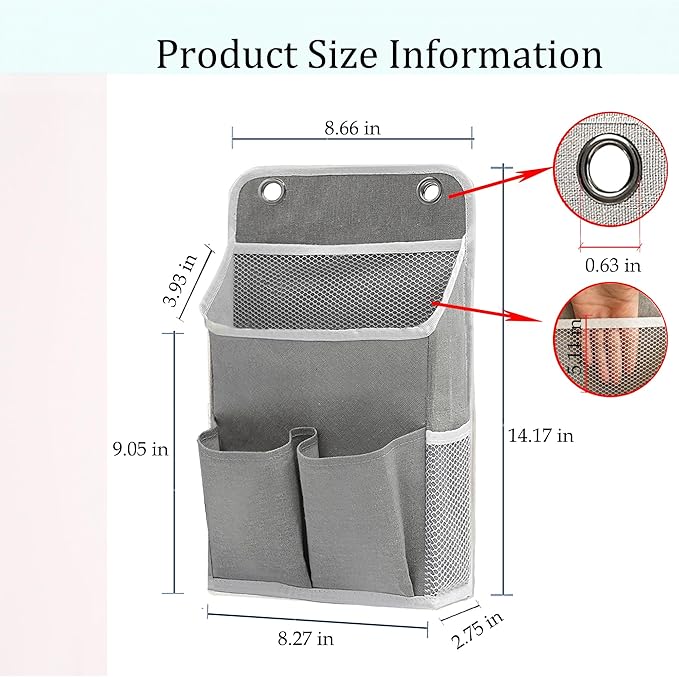 Hanging Basket for Organizing, Wall Organizer with Pockets and Over The Door Organizer，Can for Home, Closet, Office and Camper (1 Grey)