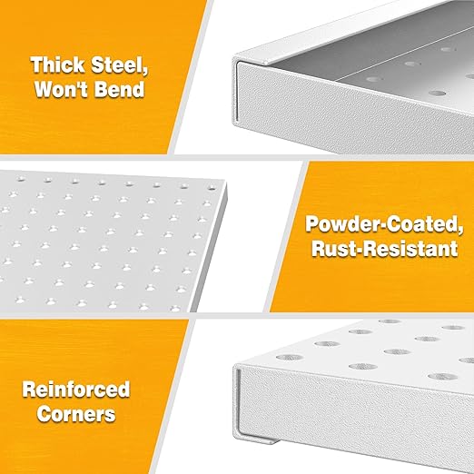 Pegboard Smith Metal Pegboard Panels 12" x 24", 4 Pack Grey Wall Mounted Tool Organizer Boards, Heavy Duty Tool Storage Peg Board for Garage, Workbench, Office, Fits 1/4" Peg Hooks