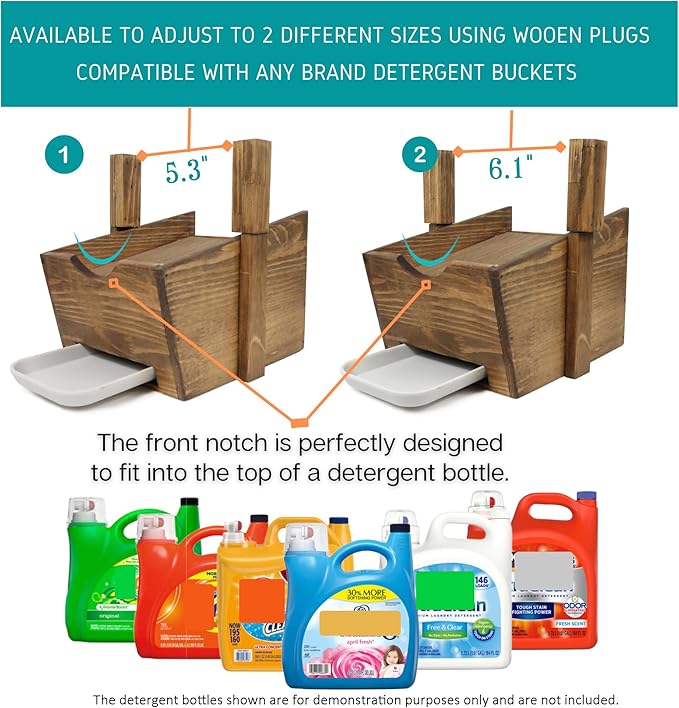 Besuerte Laundry Detergent Stand - Farmhouse Laundry Detergent Shelf - Liquid Laundry Detergent Holder - Laundry Soap Holder - Detergent Organizer For Laundry Room(Jacobean)