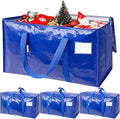 TICONN 4 Pack Extra Large Moving Bags with Zippers & Carrying Handles, Heavy-Duty Storage Tote Moving Boxes for Space Saving (4 Pack, Blue)
