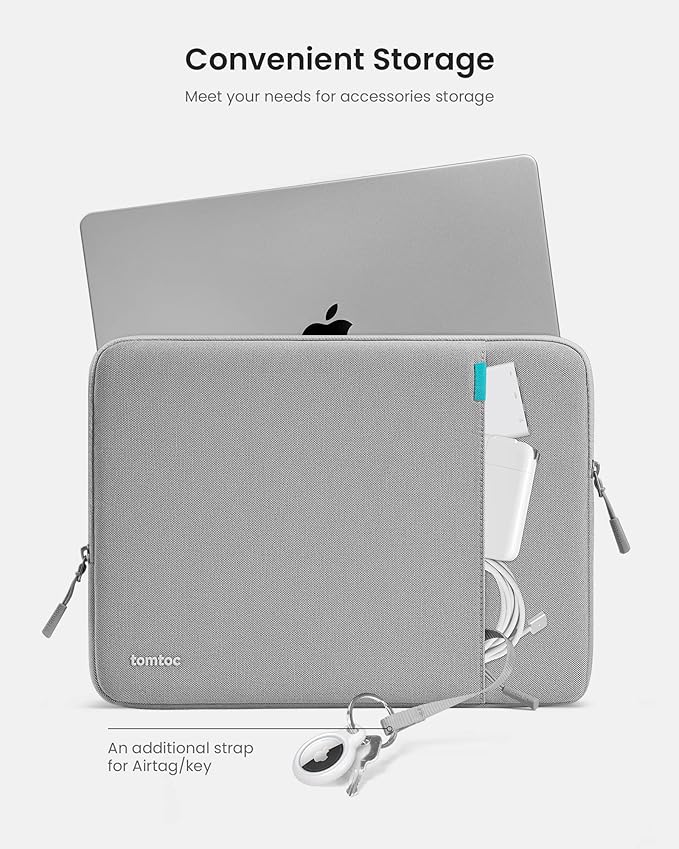tomtoc 360° Protective Laptop Sleeve for 13-inch New MacBook Air M4/A3240 2025, M3/A3113, M2/A2681 M1/A2337 A2179 A1932, 13-inch MacBook Pro M2/A2686 M1/A2338, Water-Resistant Computer Case Bag