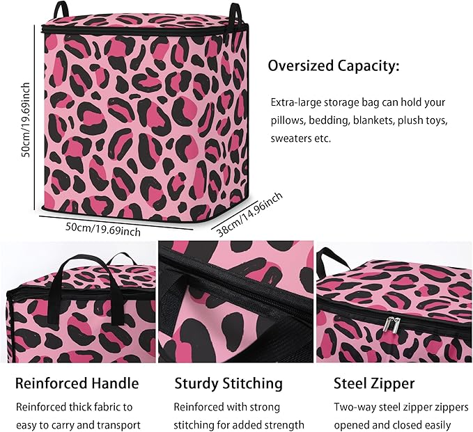 Large Comforter Storage Bag with Zipper,Closet Organizer for Clothes/Blankets/Quilts/Pillows,Fabric Storage Bags with Portable Handles 95L(2-Pack)
