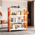 79" H Garage Shelving,3500LBS Heavy Duty Storage Rack,4 Tiers Metal Storage Rack Shelf, Adjustable Shelving Unit for Garage,Kitchen,Warehouse,Basement,78.7" H x 47.2" W x 19.6" D,Orange&White