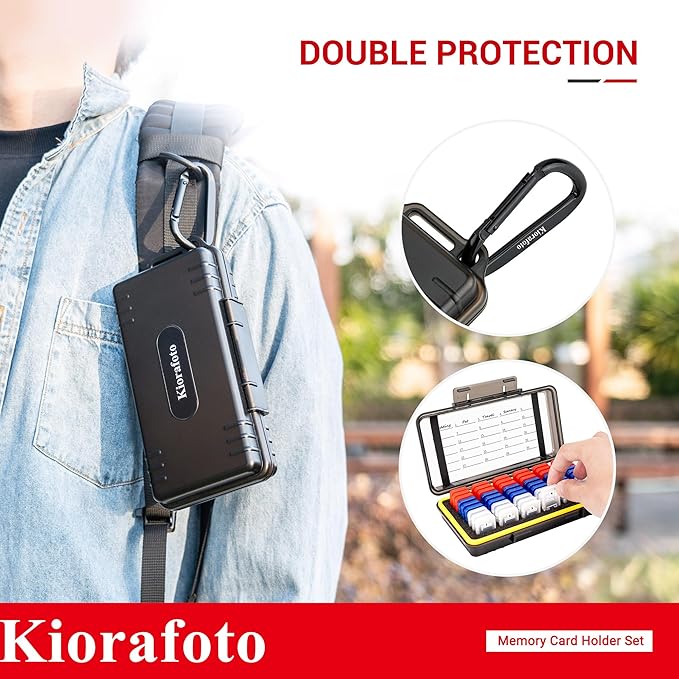 Dual Protect Micro SD Card Case with 54 PCS Clear Memory Card Holders for 54 TF MSD Cards Storage, Water-Resistant Anti-Shock MicroSD MicroSDHC MicroSDXC Card Carrying Organizer Protector with Labels