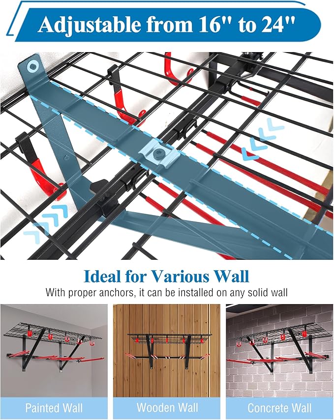 Mythinglogic Wall Mounted Ski Rack, Ski and Snowboard Storage Rack for Garage/Shed, Large Capacity Ski Equipment Holder with Top Shelf