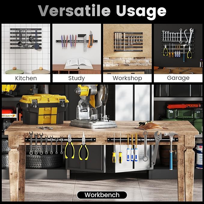 Goplus 6PCS 18" Magnetic Tool Holder, Wall Mounted 176LBS Capacity Magnetic Tool Organizer, Heavy Duty Metal Tool Rack, Tool Magnet Bar, Magnetic Tool Holder Strip for Garage Workshop