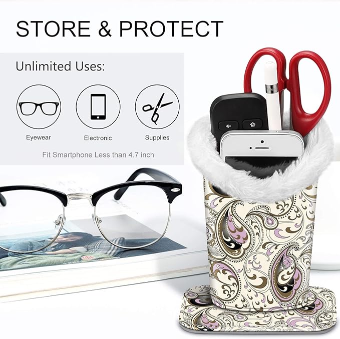 Fintie Plush Lined Eyeglasses Holder, Glasses Stand Case, Anti-scratch Glasses Storage Organizer for Desk, Nightstand, Office