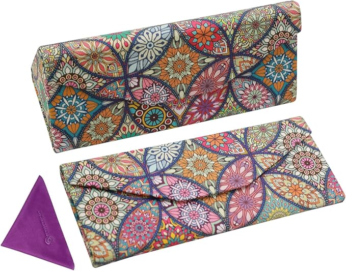 Foldable Glasses Case, Magnetic PU Leahter Sunglasses Case, Cute Hard Shell Folding Eyeglass Cases for Women Kids