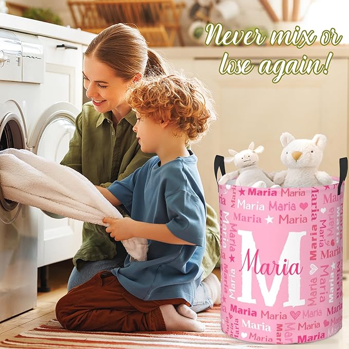 Custom Name Laundry Hamper, Personalized Laundry Baskets with Name for Boys Girls Women Men, Customized Collapsible Dirty Clothes Hamper Easy Storage Gifts for Bedroom Bathroom Living Room