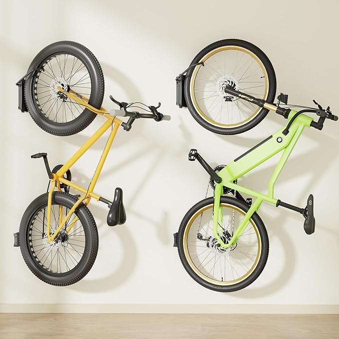 monTEK Bike Wall Mount for 4.5" Tire Width, Swivel Bike Wall Hanger Holds Up to 77lbs, Space-Saving Bike Rack Garage, Heavy Duty Bike Storage for Bedroom Home Office, 2 Pack