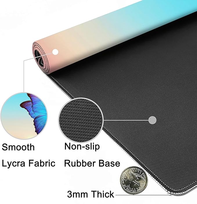 Gaming Mouse Mat Morpho Butterfly and Dandelion Large Mouse Pad Extended Mouse Pad Desk Mat Non-Slip Rubber Base Mice Pad Desk Pad for Office Game Home 35.4x15.75 in