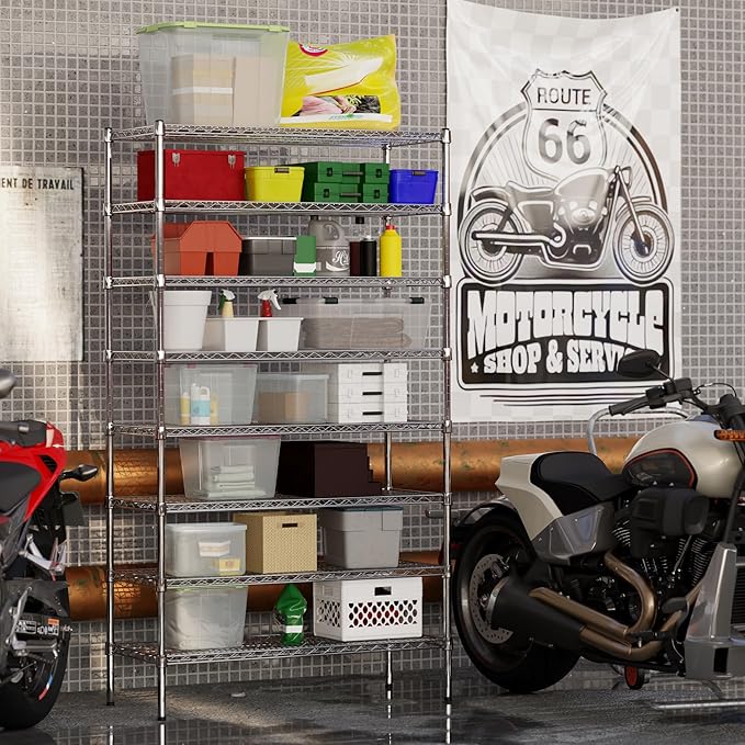 18" Deep x 42" Wide x 74" Height Wire Shelving Kit | 8-Tier | NSF Commercial Storage Rack Unit