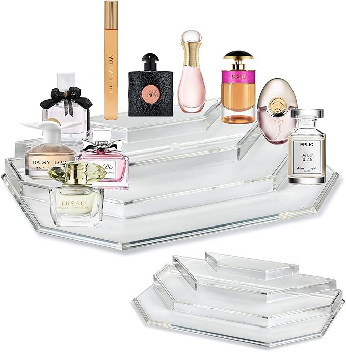 BY ALEGORY byAlegory Acrylic Mini Perfume & Scented Oils Organizer Vanity Display 4 Tiers For Storing Mini, Travel Size, Rollerball Beauty Bottles - Clear