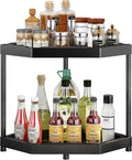 Kitchen Corner Shelf Countertop 2 Tier Bathroom Counter Organizer Cabinet Corner Storage Shelf Spice Rack Makeup Organizer Under Sink Organizer Black