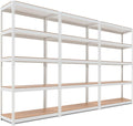 HOMEDANT 5 Tier Storage Shelves Adjustable Laminated Boltless Garage Metal Shelving Unit Heavy Duty Utility Rack Shelf Warehouse Pantry Closet Kitchen (3, (M) 35.9" W, White)