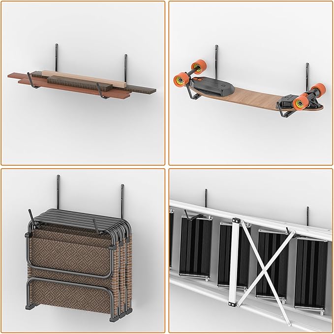 TORACK Kayak Storage Rack, Kayak Wall Mount for Garage Indoor/Outdoor Lightweight Kayaks Holders for Surfboards, Skis, Snowboards, Paddle Boards Holds Up to 50 lbs(Pack of 4)