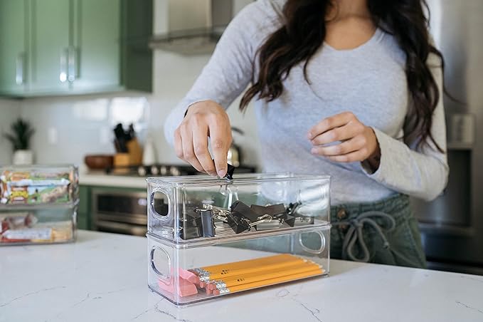 CLEARSPACE Plastic Pantry Organization and Food Storage Bin – Great Kitchen Fridge Organizer Bins, 2 Pack