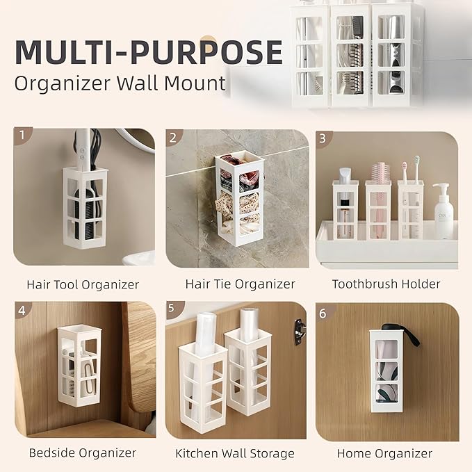 Zdesign Hair Tool Organizer Wall Mount, Hanging Bathroom Tool Organizer for Curling Iron, Flat Iron, Straightener and Hair Dryer Bathroom Storage and Organizer