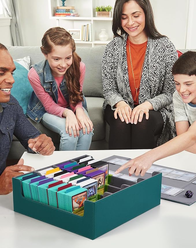 ZLCA Card Storage Box for MTG PTCG, Commander Deck Box Holds 3200+ Cards, Trading Card Storage Case with 4 Stoppers, Card Organizer for TCG Sport Cards(Green)