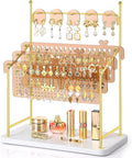Earring Organizer, Earring Holder Display Stand with 3 Earring Storage Pegboards 568 Holes, Jewelry Organizer with Hook Rack for Stud Earrings Necklace, Acrylic Large Jewlery Hanger Towers for Women