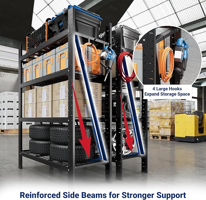 FLEXIMOUNTS 10000LBS 3 Pack Garage Shelving, 4-Tier Heavy Duty Shelving Unit, 23.6" D x 49.6" W x 71" H, Industrial Shelving, Adjustable Storage Shelves for Garage, Basement, Warehouse, Workshop
