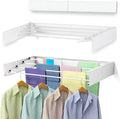 32” Foldable Clothes Drying Rack Wall Mounted - Laundry Drying Rack Collapsible with 4 Steel Poles - Wall Mounted Laundry Room Organization and Storage for Kitchen, Bathroom, Indoor-Outdoor Use