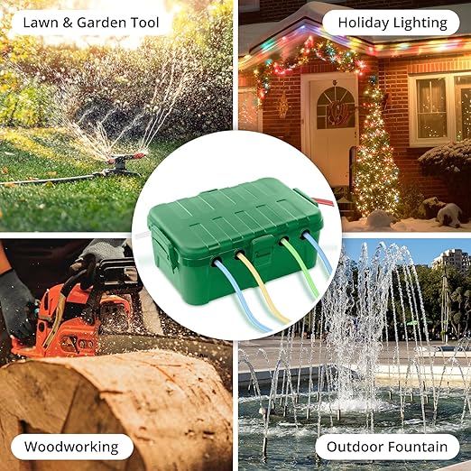 QUOBAS Extra Large Outdoor Electrical Box Waterproof, IP54 Weatherproof Extension Cord Cover, Outdoor Plug Cover Protect Outlet, Plug, Power Strip, Tools, Holiday Light, Green