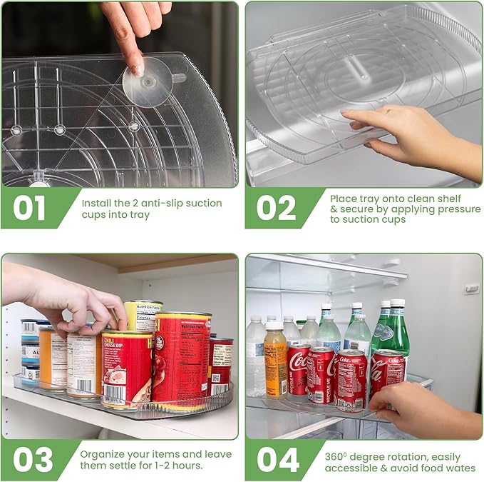 NOSTA Home 360° Rotating Lazy Susan for Refrigerator| Rectangular Fridge Organizer | Cabinet, Pantry, Refrigerator Organizers and Storage | Effortlessly Refrigerator Organizing Solution (16.5 x 11in)