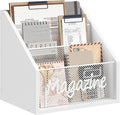 Magazine Holder, Wood Magazine Rack Floor, Mail Organizer Countertop, Magazine Mail Holder Sorter, Record Holder for Magazines, Books, Newspapers, Tablets, White MR02WW