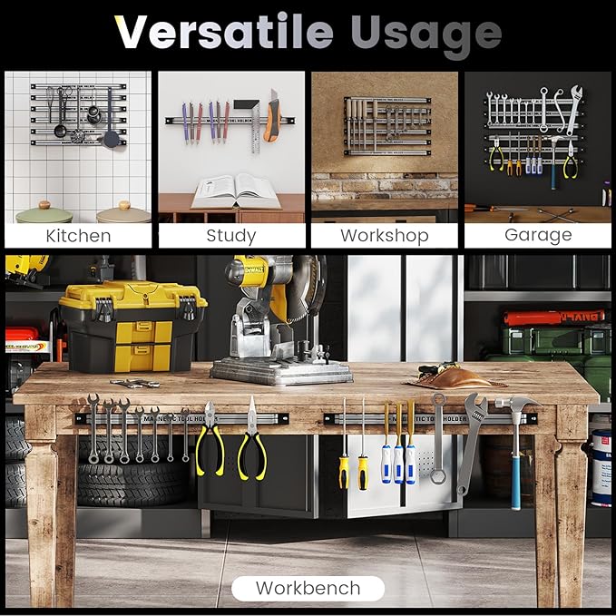 Goplus 6PCS 18" Magnetic Tool Holder, Wall Mounted 176LBS Capacity Magnetic Tool Organizer, Heavy Duty Metal Tool Rack, Tool Magnet Bar, Magnetic Tool Holder Strip for Garage Workshop