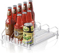 Drink Organizer for Fridge,12oz 16oz 20oz - Soda Can Dispenser for Refrigerator,Width Adjustable,Automatic Pusher Glide (White, 15"D 3ROW,Holds 15 Cans)