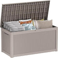 261 Gallon Outdoor Storage Box - Waterproof Patio Furniture, Garden Tools, Cushions, Pool Accessories Outside Storage Resin Box,Grey