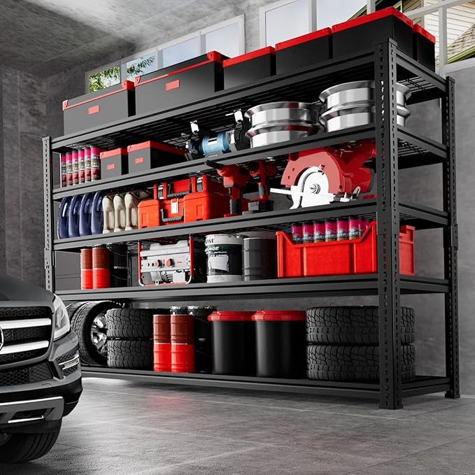 Storage Shelves, Garage Shelving Heavy Duty 3300 LBS Capacity, 60" L x 24" W x 78" H Adjustable Metal Shelving Organizer Wire Rack, 5 Tier Utility Shelf Unit for Pantry Closet Warehouse Organization