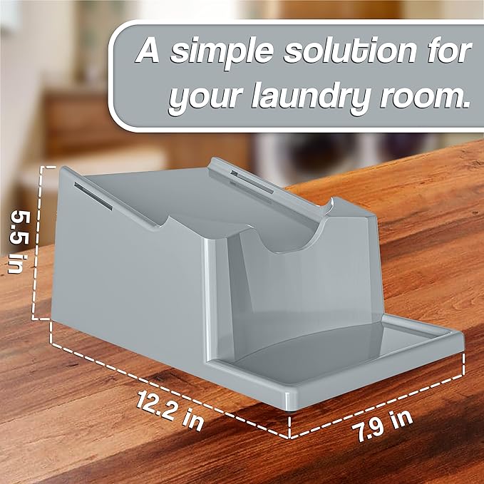 TidyFriend No-Spill Liquid Laundry Detergent Dispenser Holder, Laundry Soap Dispenser Holder with Drip Tray for Laundry Room Organization (No Strap, Grey)