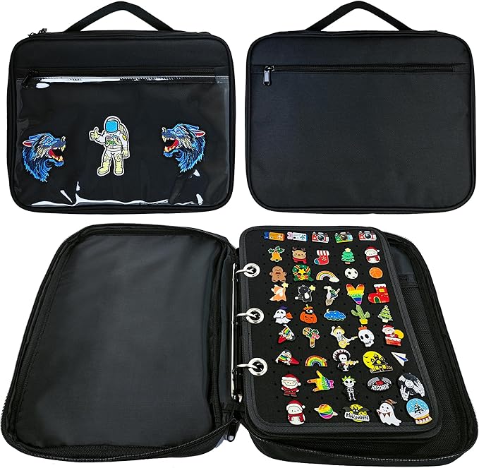 Black 6 Binder Enamel Pin Display Bag,Pin Books For Collectors,Pins Board Storage Organization Box Can Holds Pins, Brooches,Paper Clips,Sports medal.(Black 6 Binder,Without Accessories)