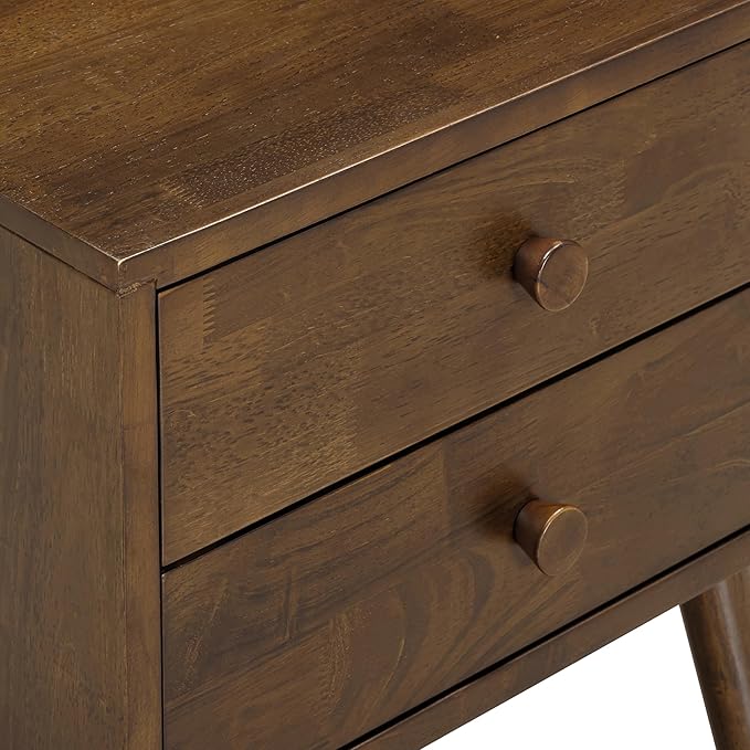 NTC Lux Nightstand with 2 Drawers, Featuring Adaptable Design, 150 lbs Load Capacity, Water-Resistant, Elevate Your Space, Easy Assembly - Dark Walnut