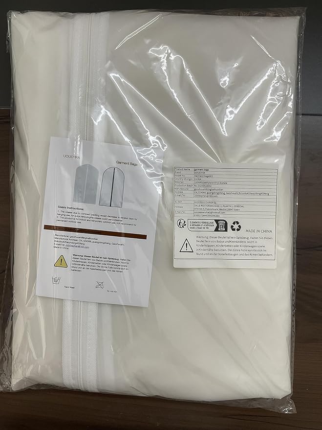 Suit Bags for Closet Storage Garment Bag 24''X40'' Clear Garment Bags for Hanging Clothes (Set of 6) Plastic Waterproof Suit Cover Bag with Zipper for Coats, Jackets, Shirts