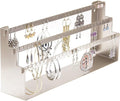 Angelynn's Freestanding or Wall Mounted Earring Holder Organizer for Small and Medium Post Stud Dangle Pierced Earrings, Hanging Closet Jewelry Storage Rack, Daelyn Satin Nickel Silver 6" x14 1/2"
