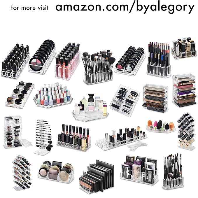 byAlegory Acrylic (Bronzer, Highlighter, Powder, Blush) Compact Makeup Organizer | 8 Space Cosmetic Storage (CLEAR)