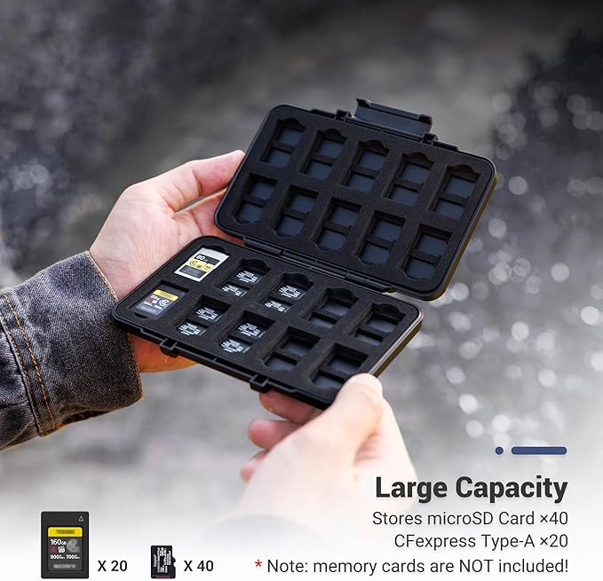 [Large Capacity] CFexpress Type A Card Case Storage, 60 Slots Memory Card Organizer Holder Box for 40 TF Micro SD & 20 CFexpress Type-A Cards, for Sony A7RV A7SIII A7IV A7R5 A1 A9M3 FX3 FX6 FX30
