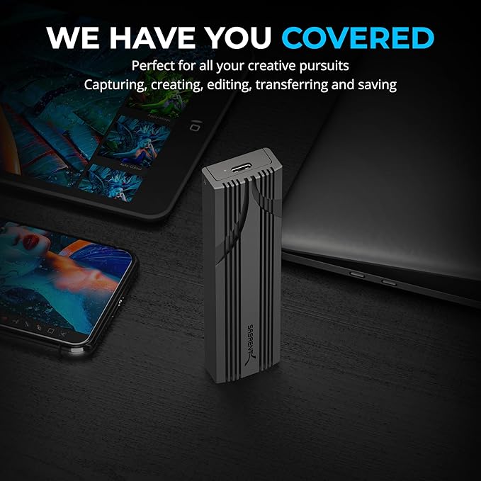 SABRENT USB C NVMe Enclosure, Tool-Free M.2 SSD Case for 2230-2280, 10Gbps USB 3.2 Gen 2 Adapter, Aluminum Cooling, External M.2 Drive Enclosure for NVMe SSDs (EC-PNVO)