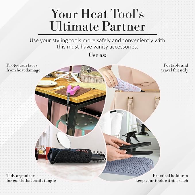 Heat Resistant Mat - Curling Iron Holder - Silicone Heat Resistant Mat - Makeup Mat - Hot Tools Mat - Hot Tools Flat Iron Holder - Vanity Decor - Vanity Accessories