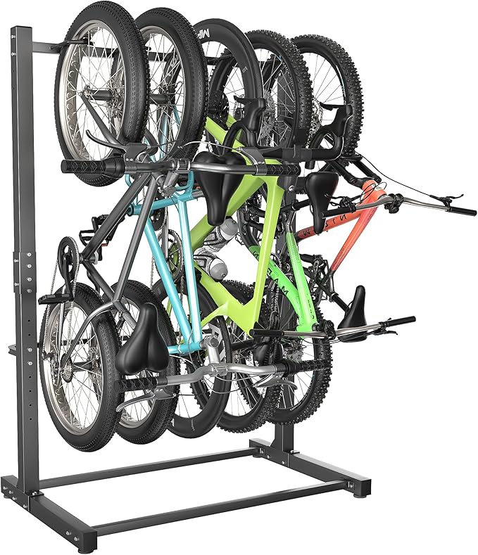 EVERHANGER Freestanding Bike Rack, Vertical Bike Rack Stand for Garage, Bicycle Storage Organizer, Holds Up to 5 Bikes