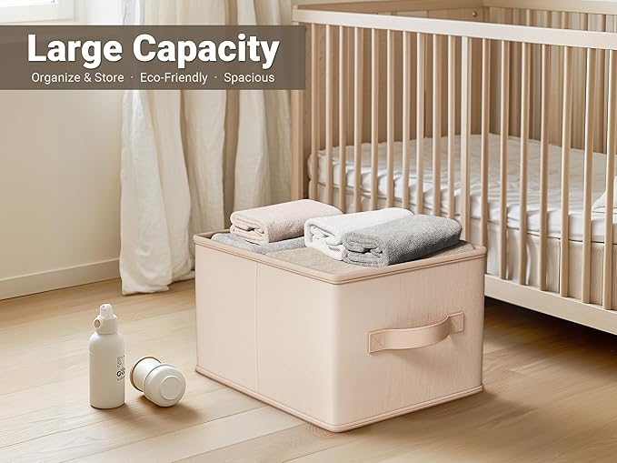 Storage Bins, Fabric Satin Storage Baskets for Shelves, 11.5" L*8.75" W*6.5" H Collapsible Storage Bins with Handles for clothes, Closet Baskets and Bins with Handles, Blush Pink, 3-Pack