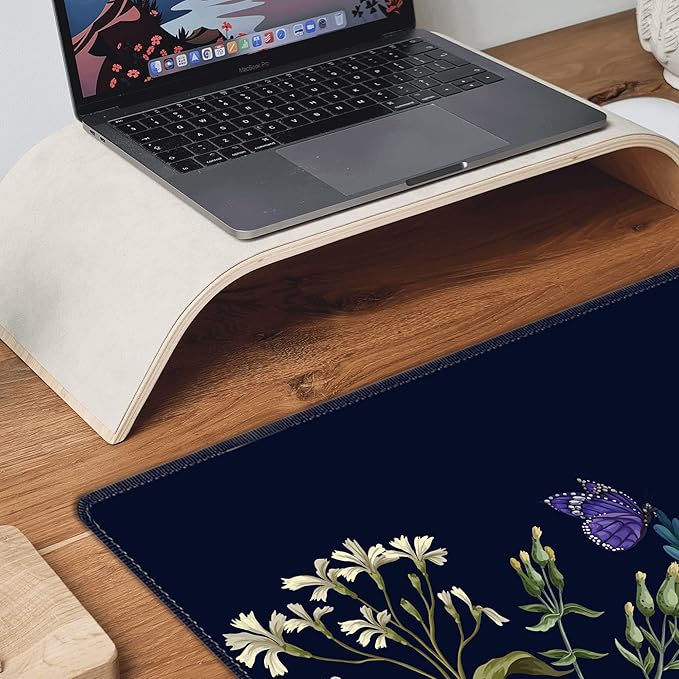 Weeds Flowers Large Mouse Pad,Gaming Keyboard Desk Pad,Extended Mouse Mat Non-Slip Rubber Base with Stitched Edges for Office Game Home XXL 35.4"x15.7"