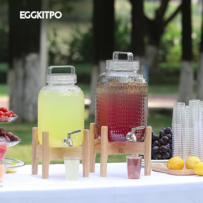EGGKITPO 1.5 Gallon Polycarbonate Drink Dispensers for Parties 304 Stainless Steel Spigot Lemonade Dispenser with Stand Holloween Water Dispenser for Wedding Sun Tea Jar BPF FREE
